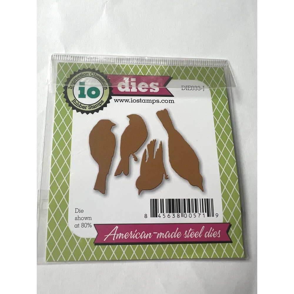 Impression Obsession Steel Dies DIE033-J 4 Birds Rubber Stamps